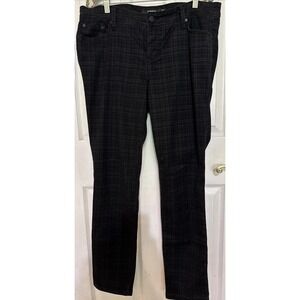 Torrid Jeans Women's 16 Black Gray Plaid‎ Straight Mid Rise Denim Stretch Cotton